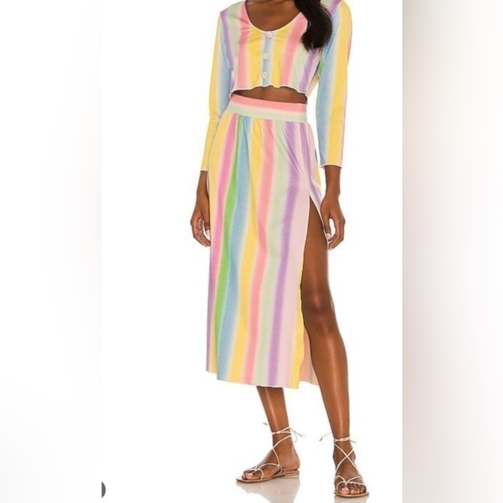 Onia Skirt Set Leah Shimmer Rainbow stripe , a hint of metallic, size M